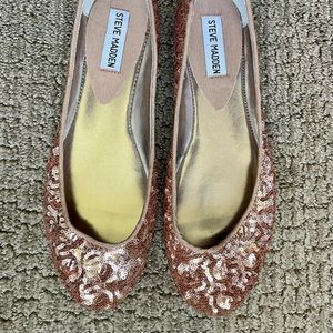 Steve Madden Rose Gold Sequin Ballet Flats, size 8.5